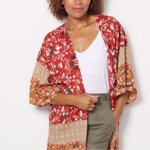 Michael Stars Tandori Paisley Floral Wrap kimono  Open Front side slit one size